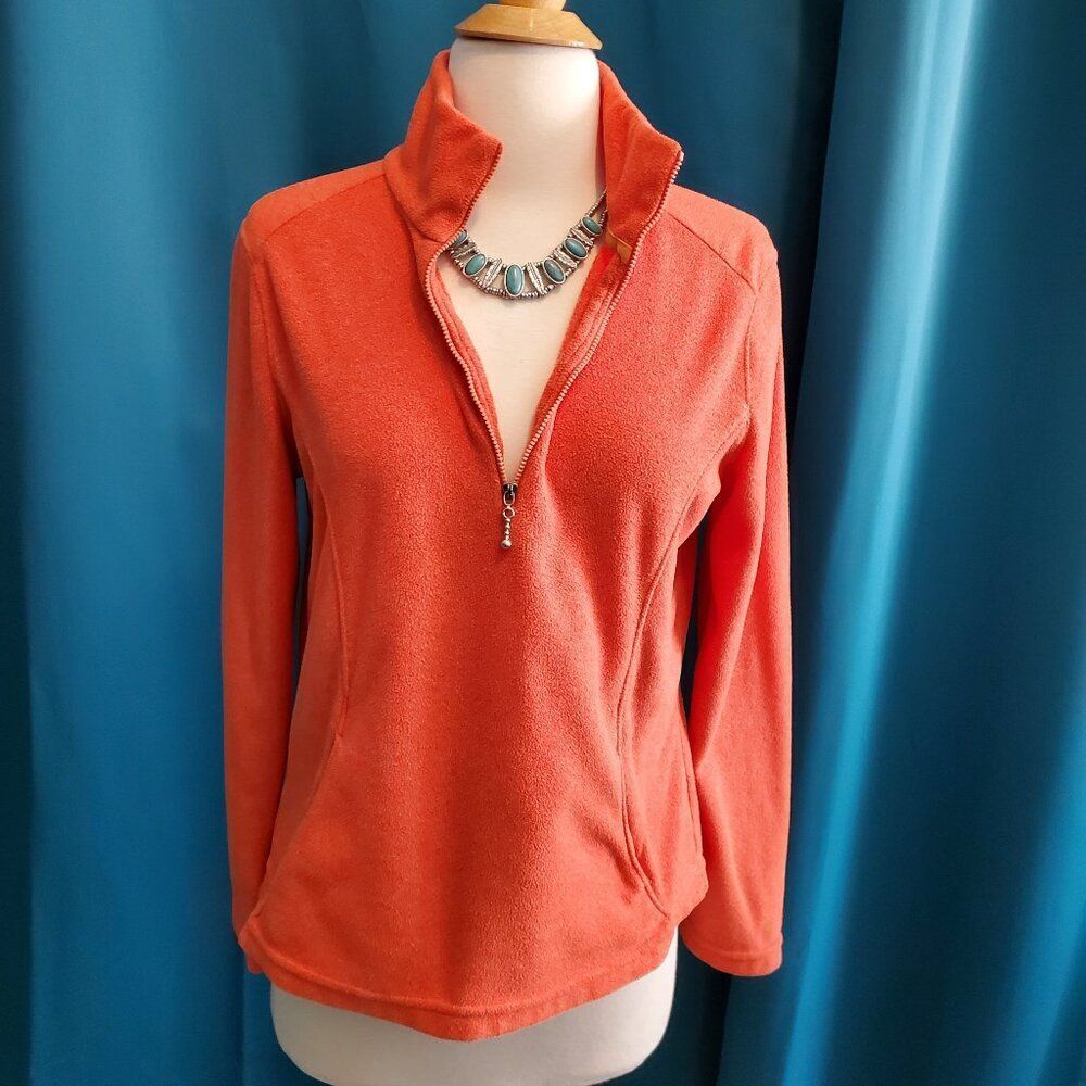 Prana Orange fleece ¾ Zip pull over. - Small